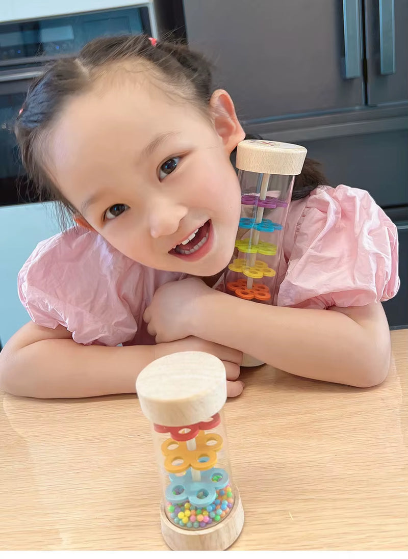 Wooden Rain Sound Pipe Simulation Rain Sound Wooden Toy Gift Hourglass Fun Music Shaker Baby Early Education Enlightenment Toys