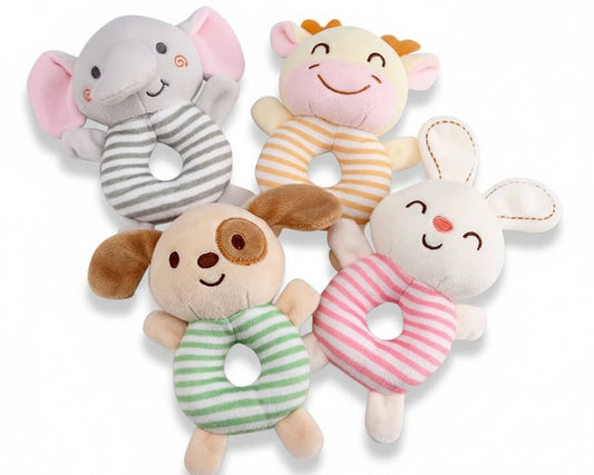 Newborn Baby Rattle Toys Cartoon Soft Animals Plush Toy Infant Hand Ring Bed Toys Baby 0-24 Months Toddler Early Educational Toy